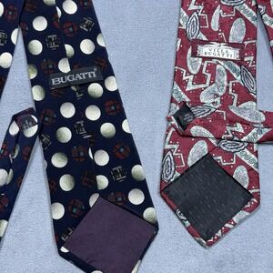 Bugatti Tie Villa Bugatti Tie Graphic Print 100% Silk Lot Of 2 Italian Classic